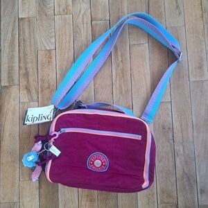 NEW Kipling Ermy Insulated Lunch Bag KI9418 EVA Rainbow Purple Pink Fig Purse